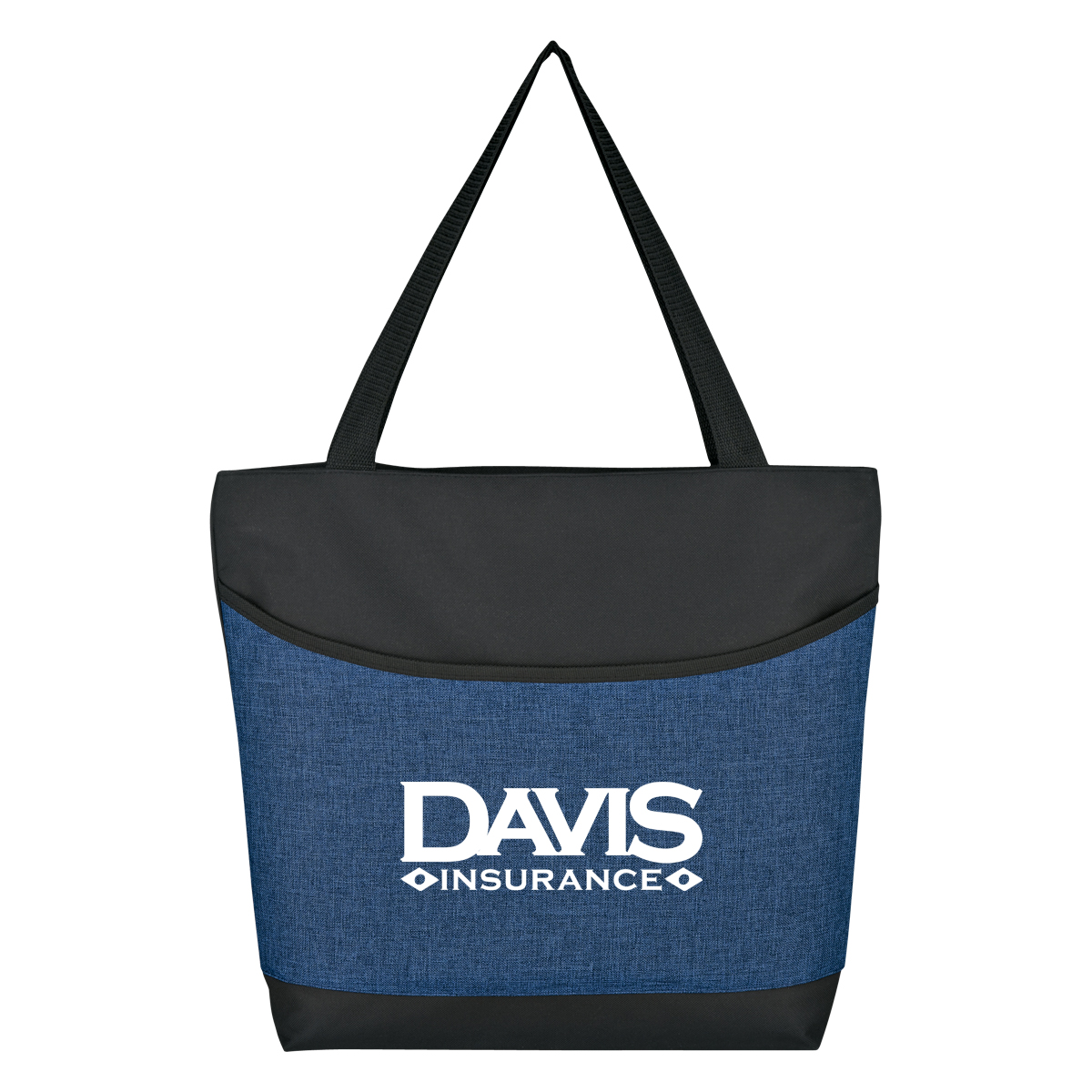 Blue Heathered Polycanvas Tote with Black Accent - 14.75