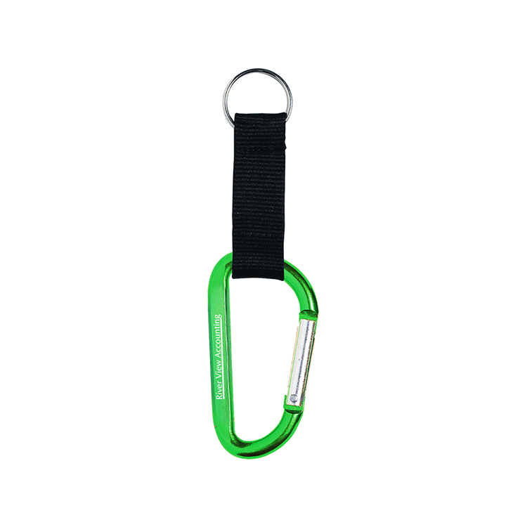 Carabiner with Split Key Ring and Nylon Strap